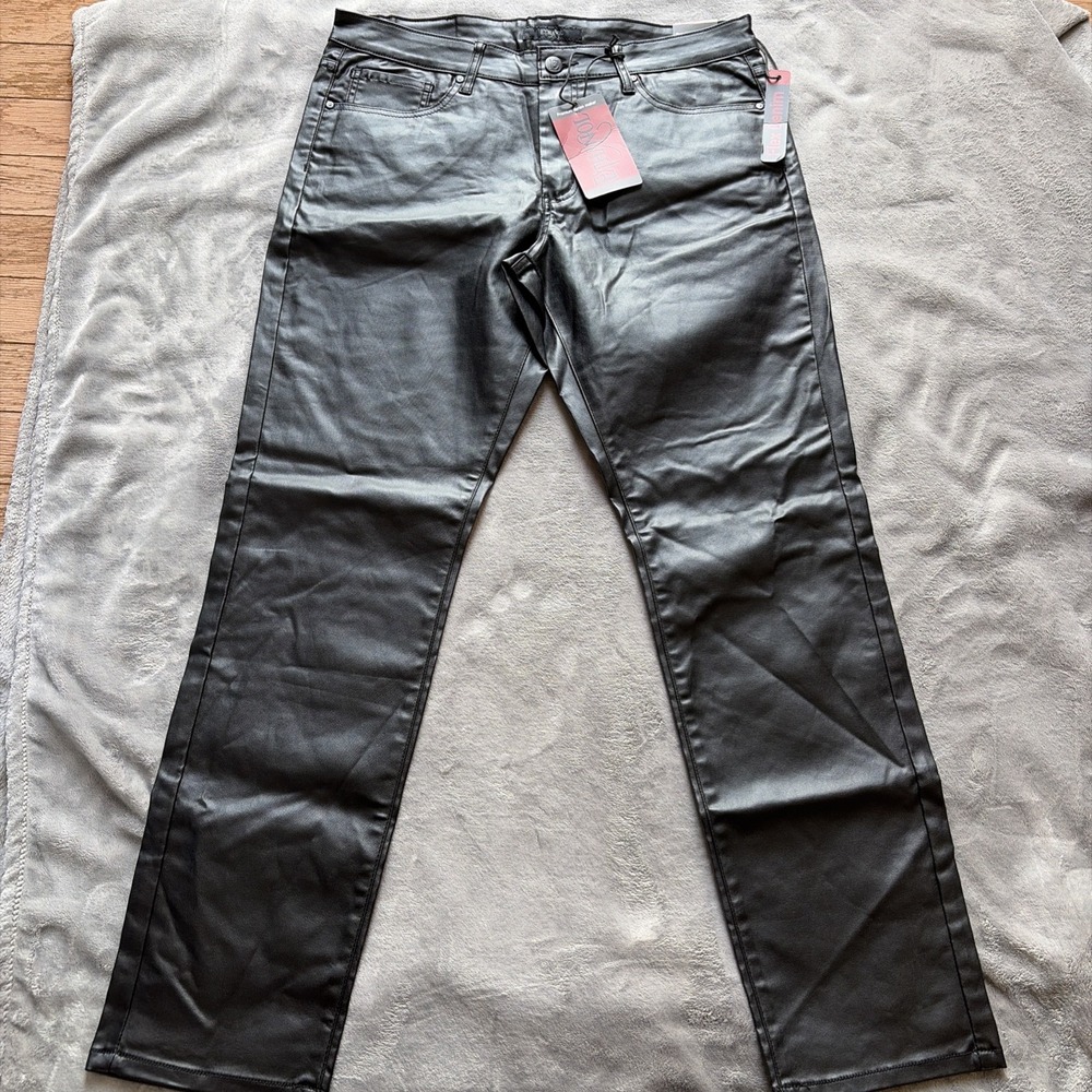 NWT Ethanol Pants 36x32 Men's Black Casual Faux Leather Cotton Blend Goth Punk